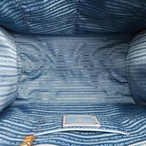 Pre-owned Prada Paradigme Lucido Tote Top Handle Blue SAFFIANO Leather BN2254 handbag | stylenewstar