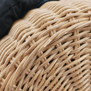 Pre-owned Christian Dior Wicker Basket Beige×navy Natural wicker×Dior oblique jacquard shoulderbag | stylenewstar