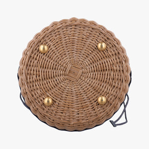 Pre-owned Christian Dior Wicker Basket Beige×navy Natural wicker×Dior oblique jacquard shoulderbag | stylenewstar