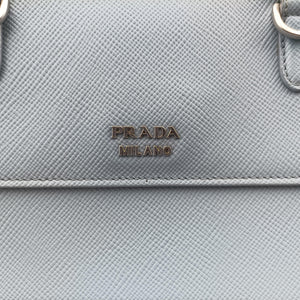 Pre-owned Prada Half Flap Double Turn Lock Blue SAFFIANO Leather BN2821 shoulderbag | stylenewstar