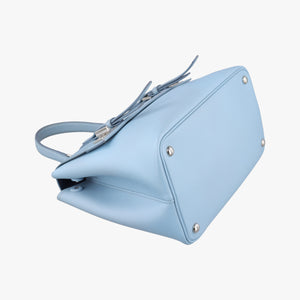 Pre-owned Prada Half Flap Double Turn Lock Blue SAFFIANO Leather BN2821 shoulderbag | stylenewstar