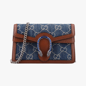 Pre-owned Gucci Dionysus Blue×brown denim×leather 476432 shoulderbag | stylenewstar