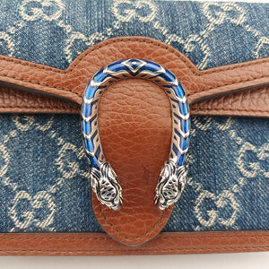 Pre-owned Gucci Dionysus Blue×brown denim×leather 476432 shoulderbag | stylenewstar