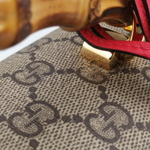 Vintage Gucci GG flora Padlock Bamboo Brown × Red PVC coated canvas×leather 603221 shoulderbag | stylenewstar