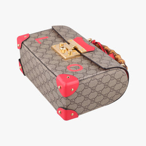 Vintage Gucci GG flora Padlock Bamboo Brown × Red PVC coated canvas×leather 603221 shoulderbag | stylenewstar