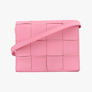 Pre-owned Bottega Veneta Cassette Pink lambskin shoulderbag | stylenewstar
