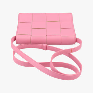 Pre-owned Bottega Veneta Cassette Pink lambskin shoulderbag | stylenewstar