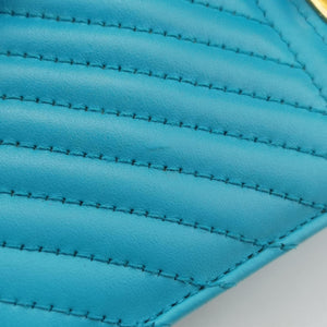 Pre-owned Prada Turn lock Chevron Impunture Autre Cuir Blue Leather shoulderbag | stylenewstar