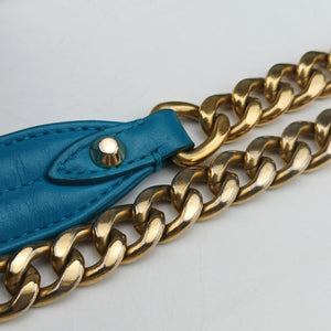 Pre-owned Prada Turn lock Chevron Impunture Autre Cuir Blue Leather shoulderbag | stylenewstar