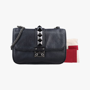 Secondhand Valentino Rockstud Glam Lock Black Leather shoulderbag | stylenewstar