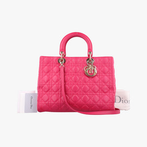 Secondhand Christian Dior Lady Dior Rose lambskin shoulderbag | stylenewstar