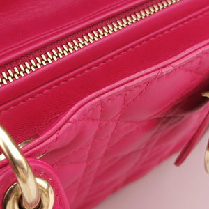 Secondhand Christian Dior Lady Dior Rose lambskin shoulderbag | stylenewstar