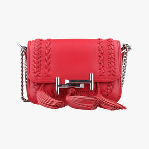 Pre-owned TODS Double T Red Leather shoulderbag | stylenewstar