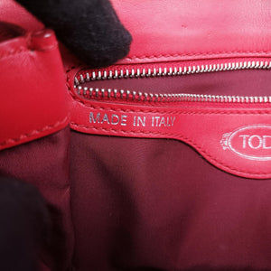 Pre-owned TODS Double T Red Leather shoulderbag | stylenewstar