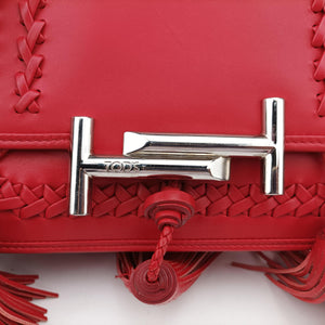 Pre-owned TODS Double T Red Leather shoulderbag | stylenewstar