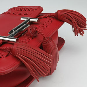 Pre-owned TODS Double T Red Leather shoulderbag | stylenewstar