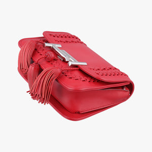 Pre-owned TODS Double T Red Leather shoulderbag | stylenewstar