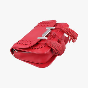 Pre-owned TODS Double T Red Leather shoulderbag | stylenewstar