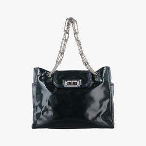 Pre-owned Chanel Mademoiselle Lock Bijoux Dark Navy Blue Patent Leather A46824 shoulderbag | stylenewstar