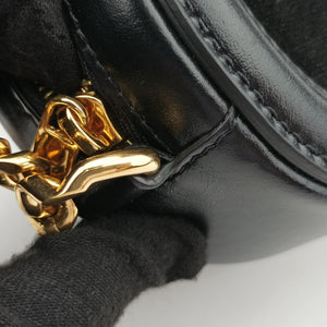 Pre-owned Celine Oval Purse Cuir Triomphe Black Leather x velour shoulderbag | stylenewstar