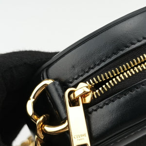 Pre-owned Celine Oval Purse Cuir Triomphe Black Leather x velour shoulderbag | stylenewstar