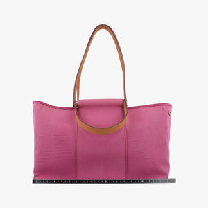 Secondhand Hermes Cabag Elan Rose Toile Officier × Leather shoulderbag | stylenewstar