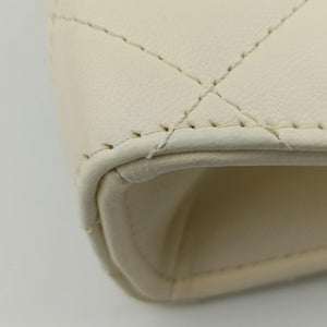 Pre-owned Chanel CC Button Timeless Wristlet Clutch Bag White lambskin AS0178 shoulderbag | stylenewstar