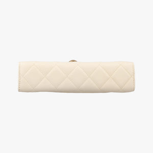Pre-owned Chanel CC Button Timeless Wristlet Clutch Bag White lambskin AS0178 shoulderbag | stylenewstar