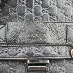 Pre-owned Gucci Guccissima Rubber Messenger Navy Leather 246067 shoulderbag | stylenewstar