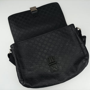 Pre-owned Gucci Guccissima Rubber Messenger Navy Leather 246067 shoulderbag | stylenewstar