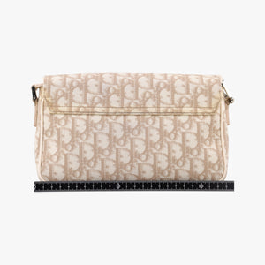 Secondhand Christian Dior Trotter Flower Beige PVC Coated Canvas Floral Embroidery shoulderbag | stylenewstar