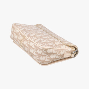 Secondhand Christian Dior Trotter Flower Beige PVC Coated Canvas Floral Embroidery shoulderbag | stylenewstar
