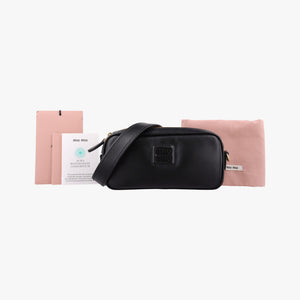 Pre-owned Miu Miu Logo belt Black leather bum bag/waist bag | stylenewstar