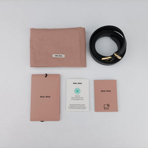 Pre-owned Miu Miu Logo belt Black leather bum bag/waist bag | stylenewstar