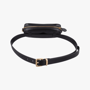 Pre-owned Miu Miu Logo belt Black leather bum bag/waist bag | stylenewstar