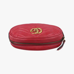 Pre-owned Gucci GG Marmont Red Leather 476434 bum bag/waist bag | stylenewstar