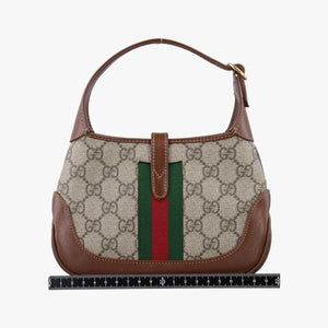 Pre-owned Gucci Jackie 1961 GG Supreme brown x beige x multicolor PVC coated canvas×Leather 637092 shoulderbag | stylenewstar
