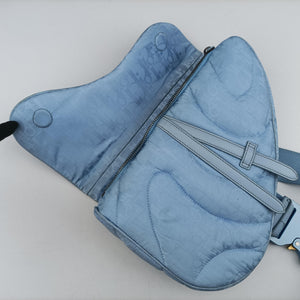 Pre-owned Christian Dior Dior x ERL Spring 2023 Collaboration Saddle Blue Fabric bum bag/waist bag | stylenewstar