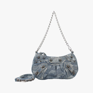 Pre-owned Balenciaga Le Cagole mini Blue denim shoulderbag | stylenewstar