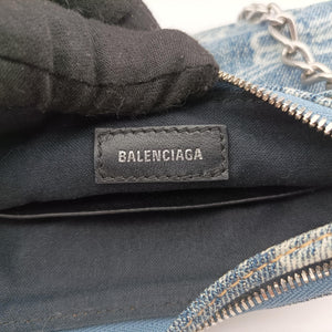 Pre-owned Balenciaga Le Cagole mini Blue denim shoulderbag | stylenewstar