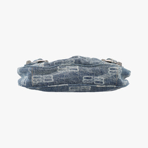 Pre-owned Balenciaga Le Cagole mini Blue denim shoulderbag | stylenewstar