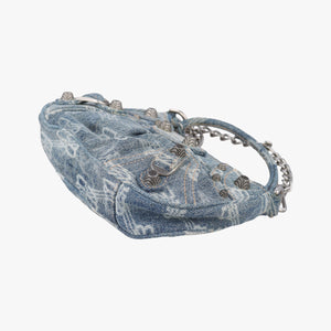 Pre-owned Balenciaga Le Cagole mini Blue denim shoulderbag | stylenewstar