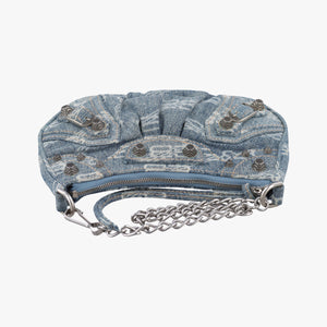 Pre-owned Balenciaga Le Cagole mini Blue denim shoulderbag | stylenewstar