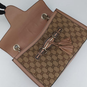Vintage Gucci Emily Beige×pink canvas×leather 295402 shoulderbag | stylenewstar