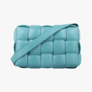 Pre-owned Bottega Veneta Padded Cassette Blue lambskin shoulderbag | stylenewstar
