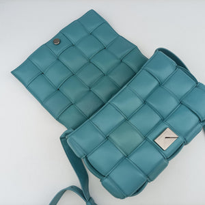 Pre-owned Bottega Veneta Padded Cassette Blue lambskin shoulderbag | stylenewstar