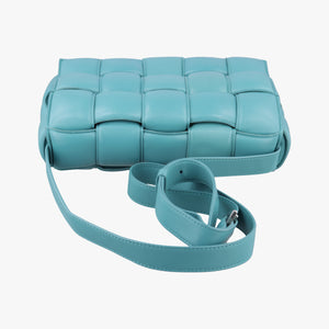 Pre-owned Bottega Veneta Padded Cassette Blue lambskin shoulderbag | stylenewstar