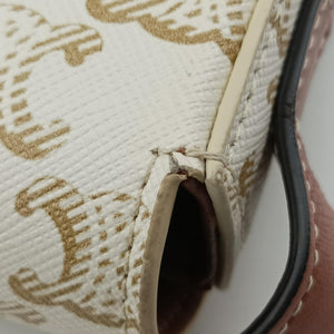 Pre-owned Celine Teen Triomphe White PVC coated canvas shoulderbag | stylenewstar