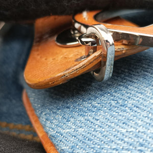 Pre-owned Christian Dior D-ring Logo Blue×Beige Denim handbag | stylenewstar
