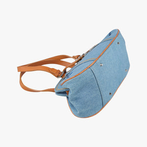 Pre-owned Christian Dior D-ring Logo Blue×Beige Denim handbag | stylenewstar